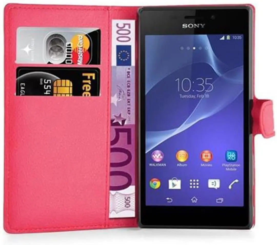 Cadorabo Hoesje geschikt voor Sony Xperia M2 / M2 AQUA in KARMIJN ROOD