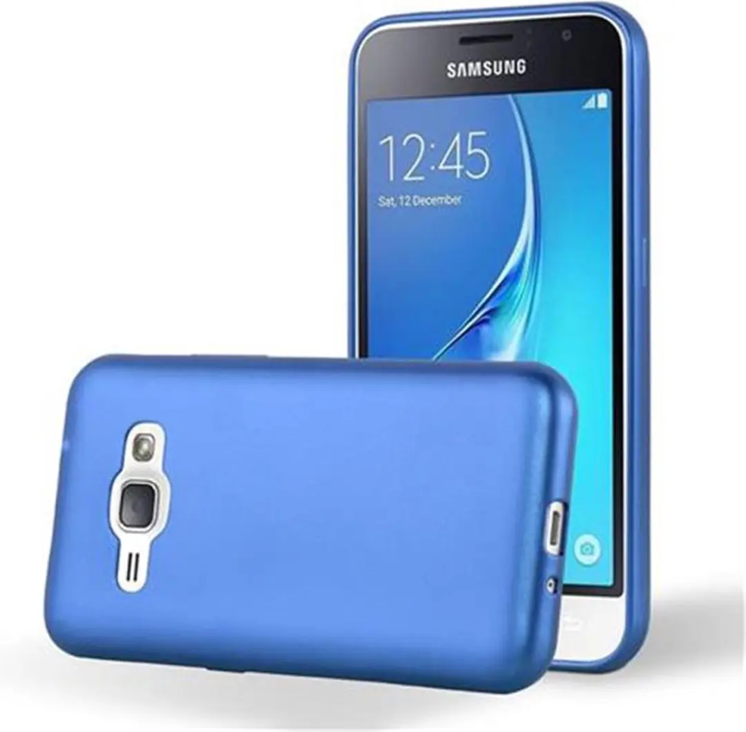 Cadorabo Hoesje geschikt voor Samsung Galaxy J1 2015 in METAAL BLAUW