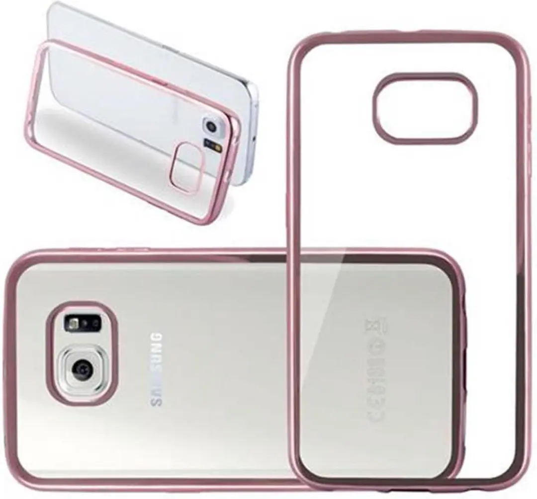 Cadorabo Hoesje geschikt voor Samsung Galaxy S6 EDGE in CHROOM ROSE GOUD