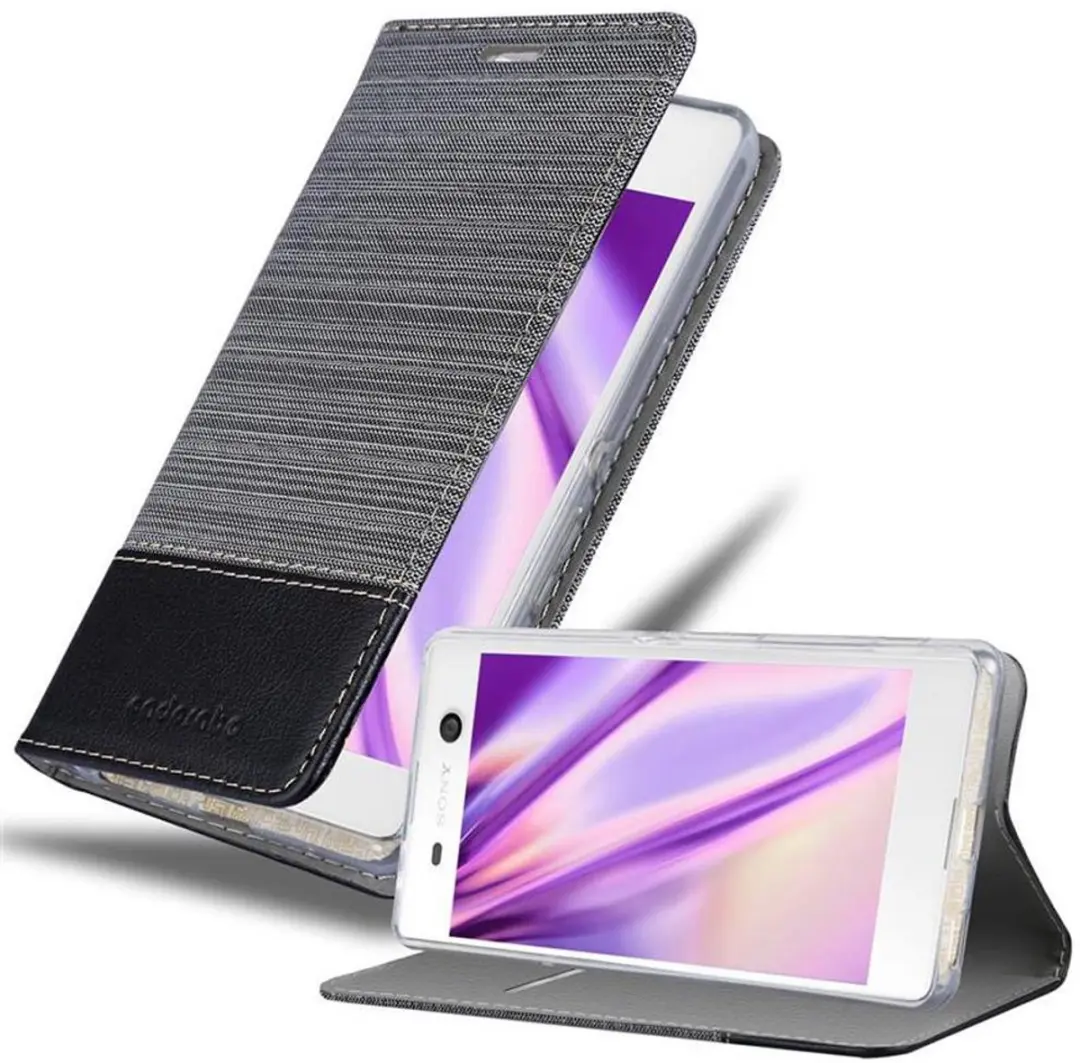 Cadorabo Hoesje geschikt voor Sony Xperia M5 in GRIJS ZWART