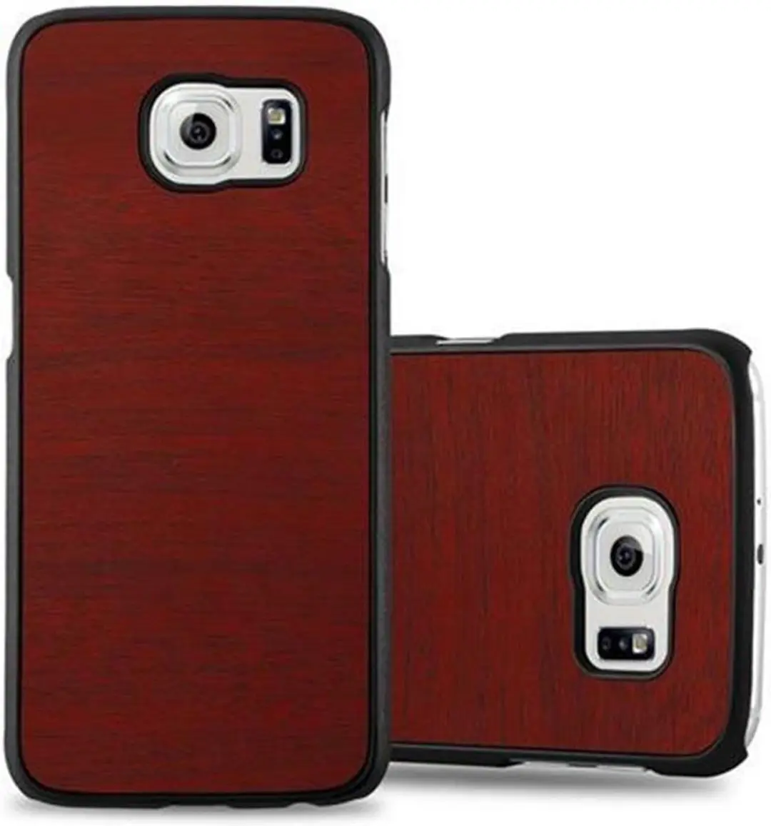 Cadorabo Hoesje geschikt voor Samsung Galaxy S6 in WOODY ROOD