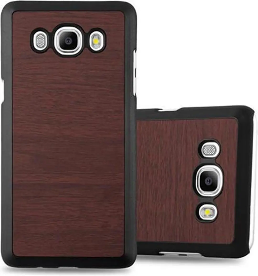 Cadorabo Hoesje geschikt voor Samsung Galaxy J5 2016 in WOODY KOFFIE - Hard Case Cover beschermhoes in houtlook tegen krassen en stoten