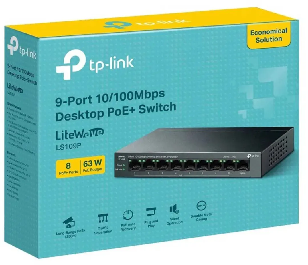 TP-Link LiteWave LS109P Unmanaged PoE Switch - Zwart - afbeelding 6 van 6