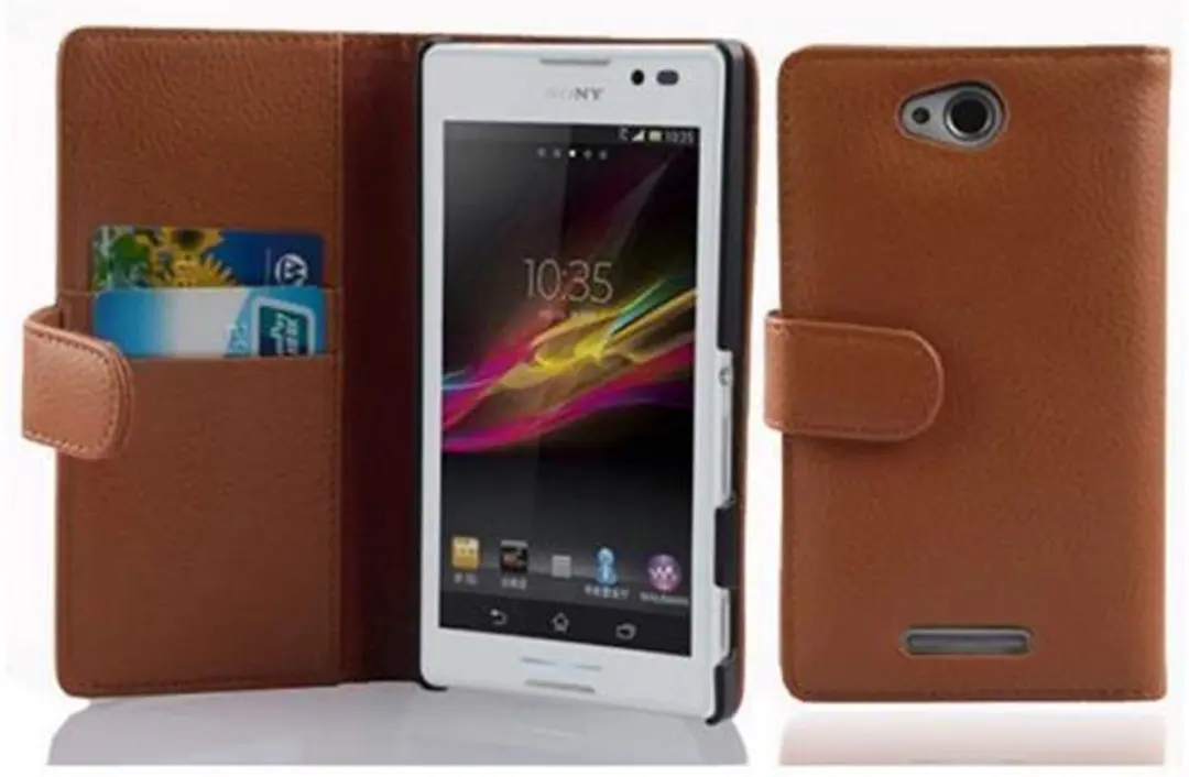 Cadorabo Hoesje geschikt voor Sony Xperia C in COGNAC BRUIN
