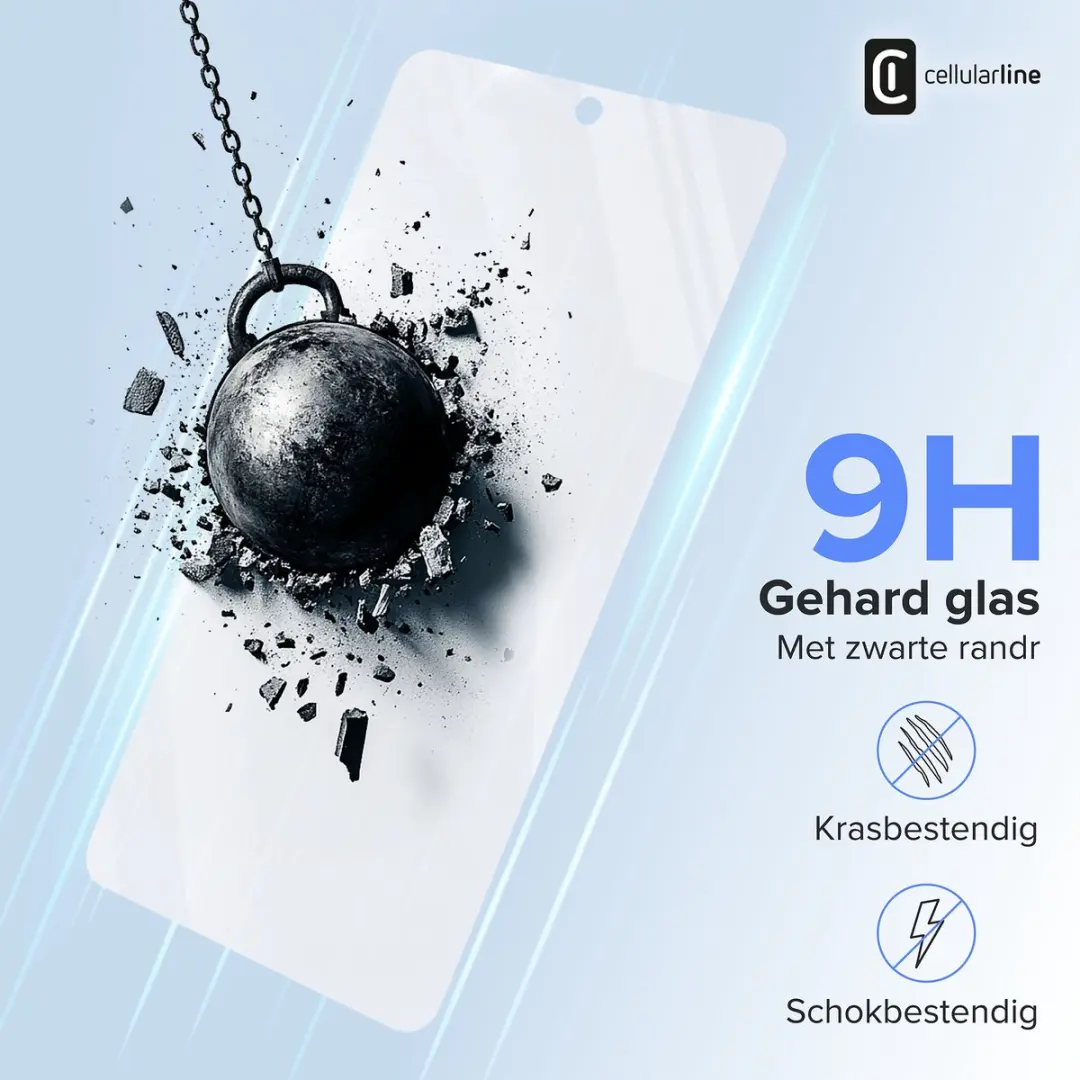 Cellularline Screenprotector Samsung Galaxy S26 Plus - 9H Gehard Glas - afbeelding 3 van 6