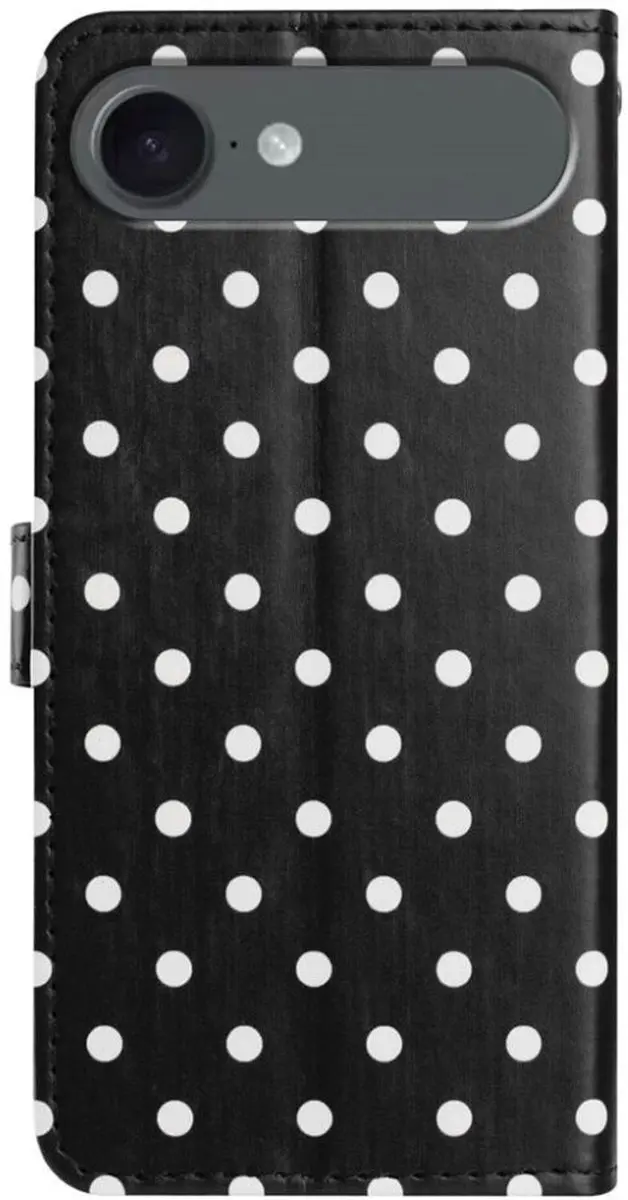 Polka Dot Portemonnee Hoesje iPhone Air - 3 Pasjes - Zwart - afbeelding 6 van 6
