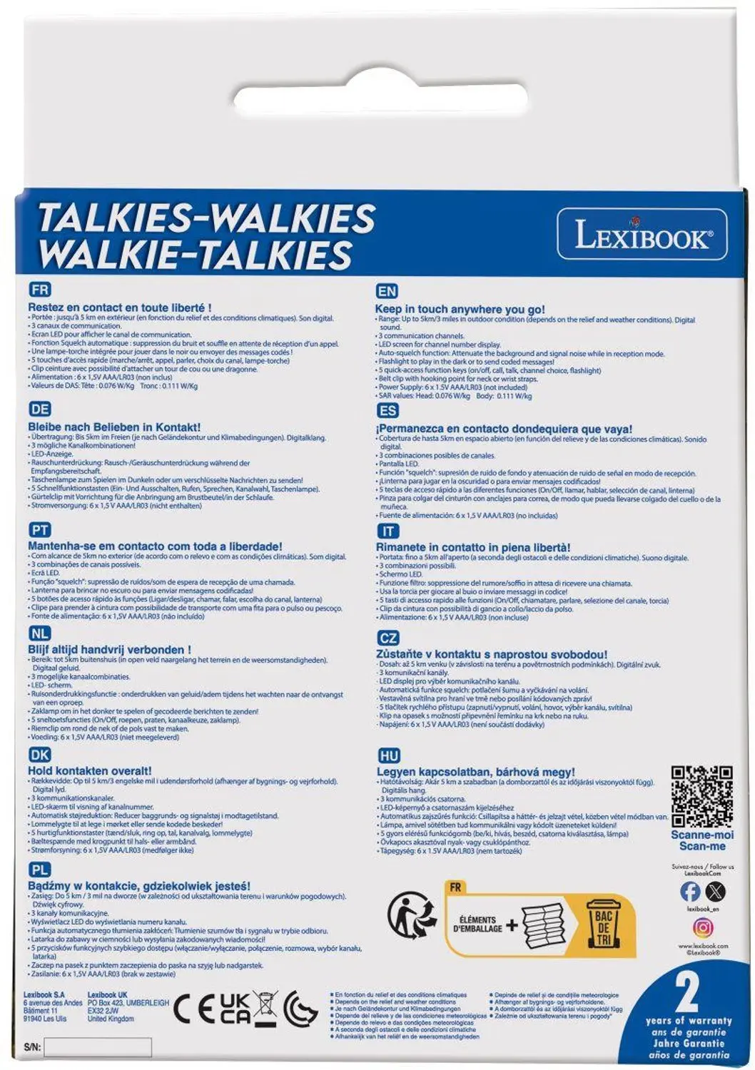 Lexibook TW42 01 06 Walkie-Talkie - 3 Kanalen - Zwart - afbeelding 5 van 6