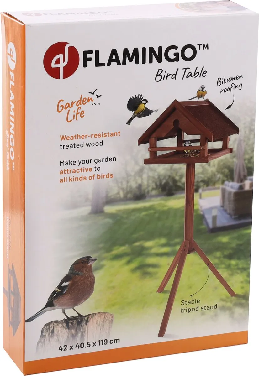 Flamingo Hafnir Voederhuis op Staander - 42x40,5x119cm Dennenhout