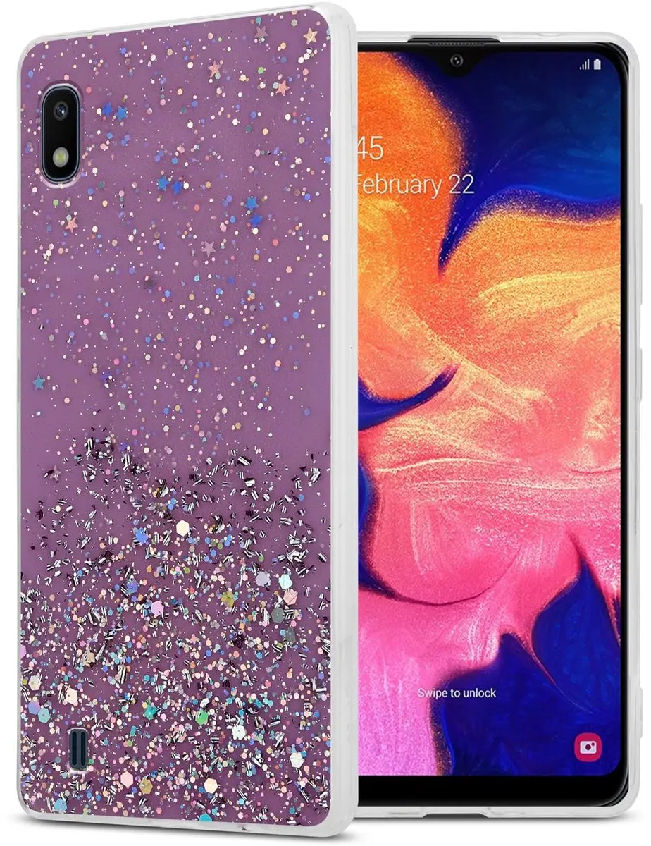 Cadorabo Hoesje geschikt voor Samsung Galaxy A10 / M10 in Paars met Glitter