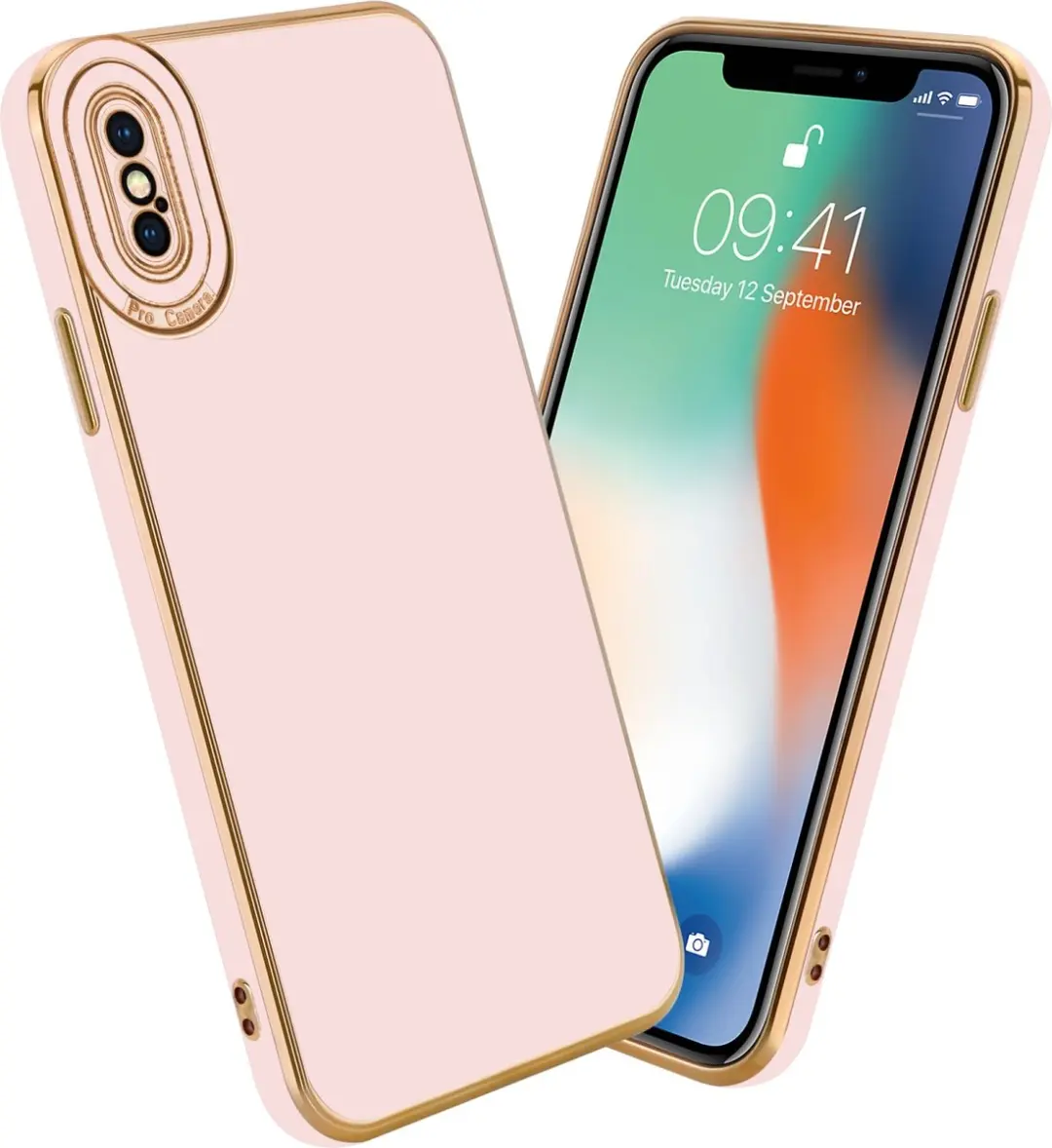 Cadorabo Hoesje geschikt voor Apple iPhone X / XS in Glossy Roze