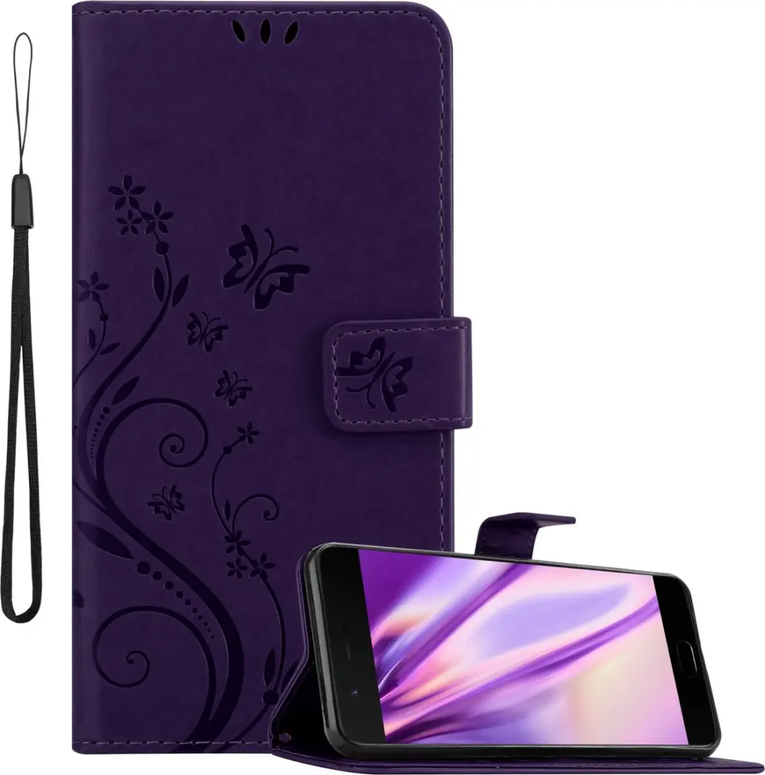 Cadorabo Hoesje geschikt voor OnePlus 5 in BLOEMEN DONKER PAARS