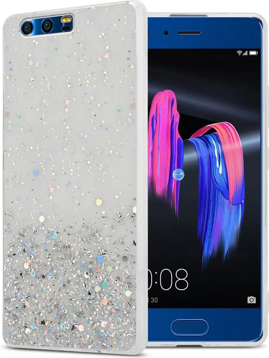 Cadorabo Hoesje geschikt voor Honor 9 in Transparant met Glitter