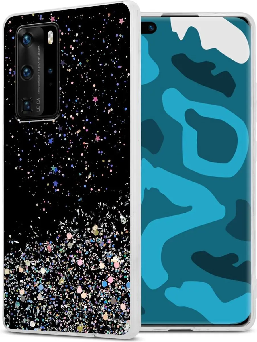 Cadorabo Hoesje geschikt voor Huawei P40 PRO / P40 PRO+ in Zwart met Glitter