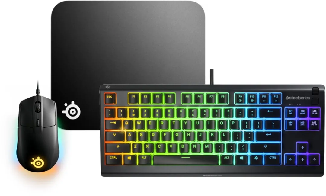 SteelSeries Apex 3 TKL + Rival 3 + QcK Mini Bundel