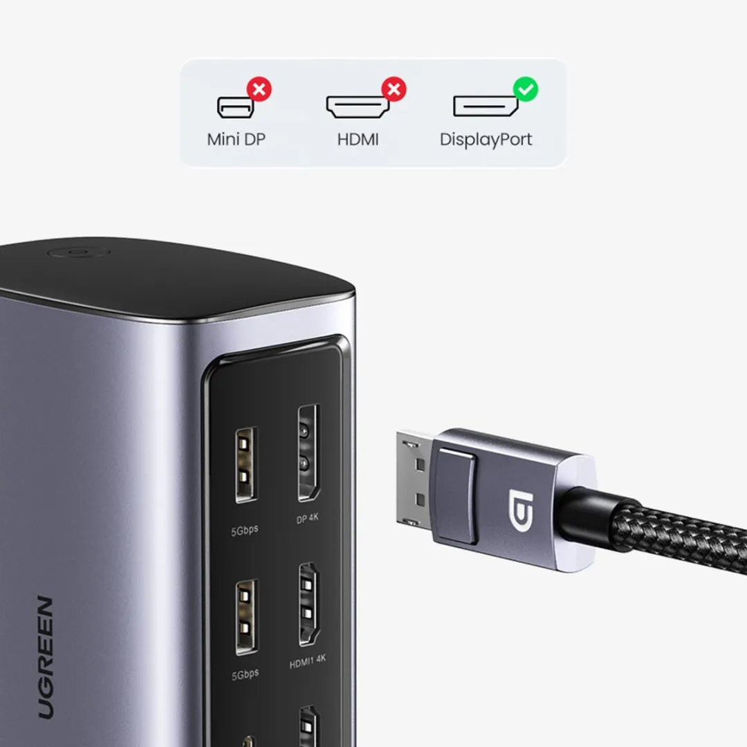 Ugreen 12-in-1 USB-C Docking Station 90325 - Triple Display 4K@60Hz - 100W PD - Zilver