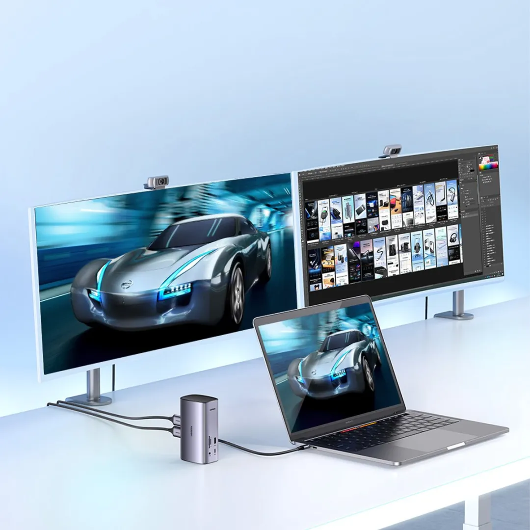 Ugreen 12-in-1 USB-C Docking Station 90325 - Triple Display 4K@60Hz - 100W PD - Zilver - afbeelding 6 van 6