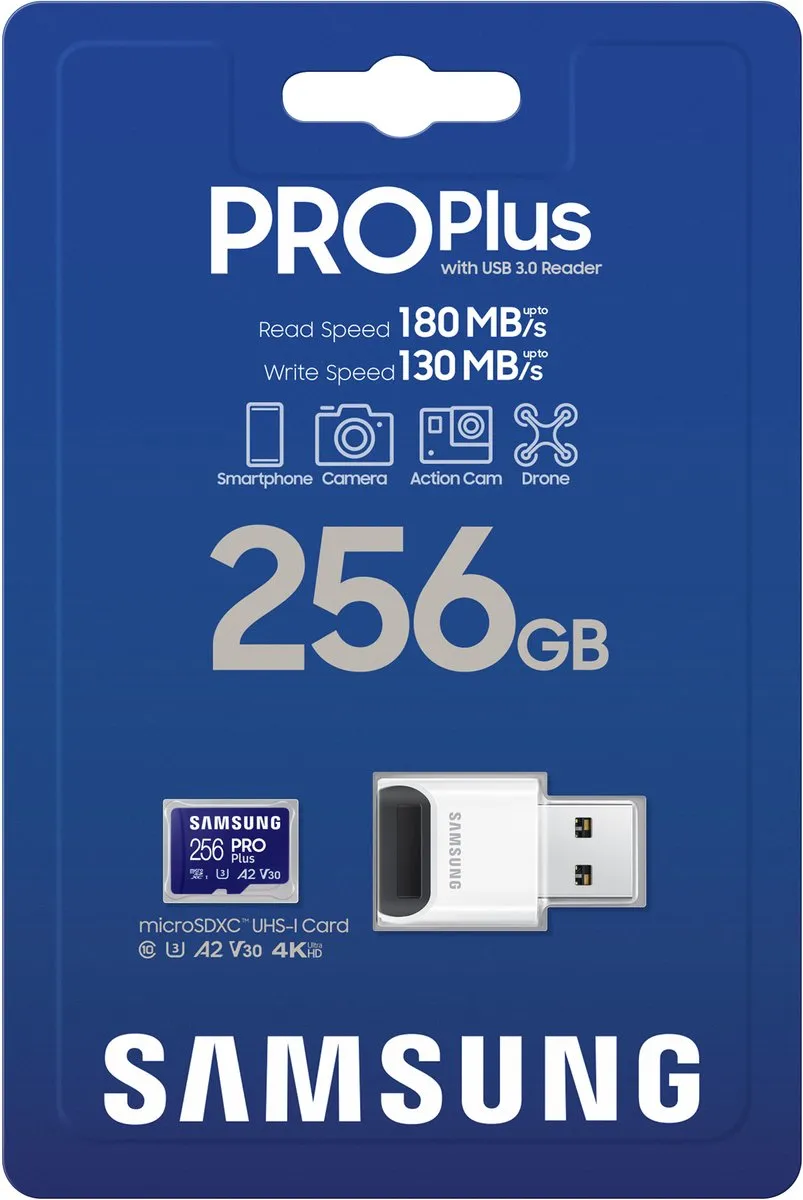 Samsung PRO Plus MicroSD 256GB - 180/130 MB/s