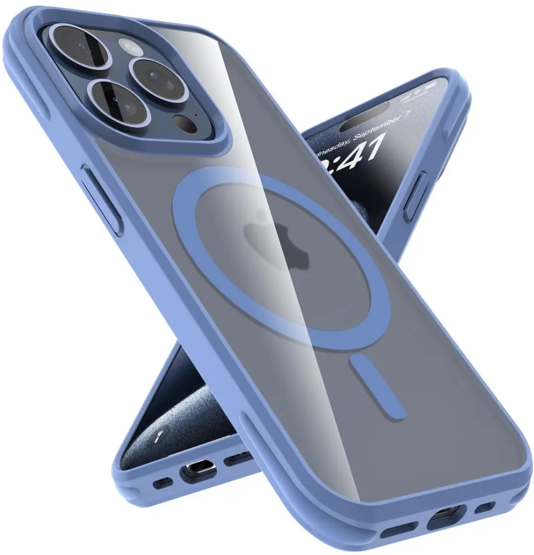 Hoesje geschikt voor iPhone 15 PRO MAX in Lichtblauw Case geschikt voor Magsafe