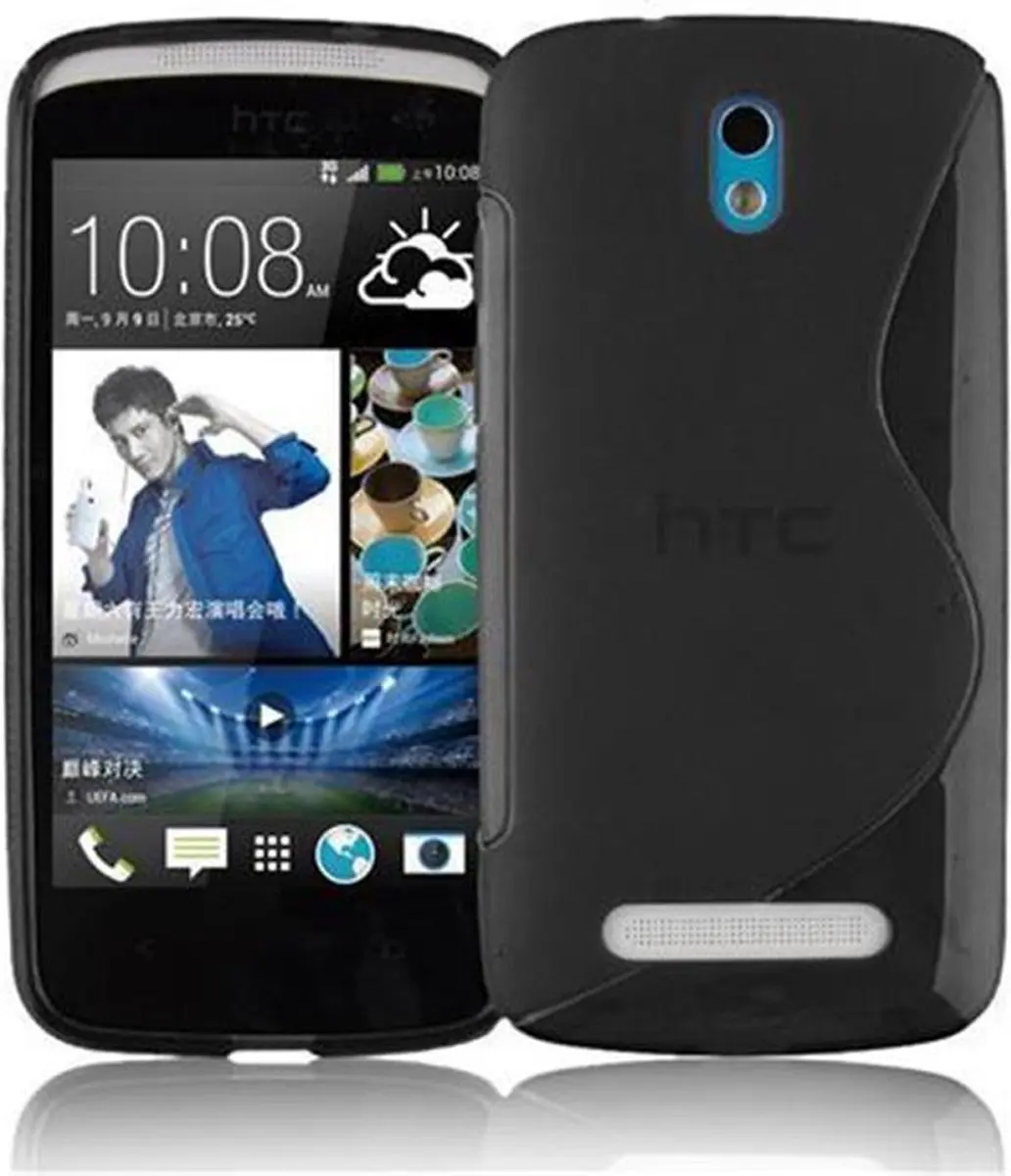Cadorabo Hoesje geschikt voor HTC Desire 500 in ZWARTE OXIDE
