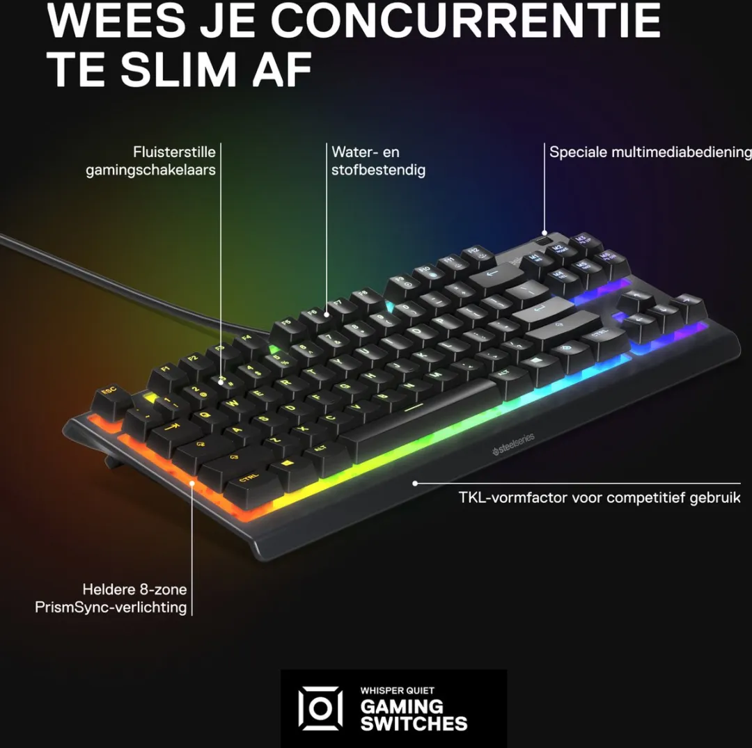 SteelSeries Apex 3 TKL 64831 Gaming Toetsenbord - US Layout - Zwart