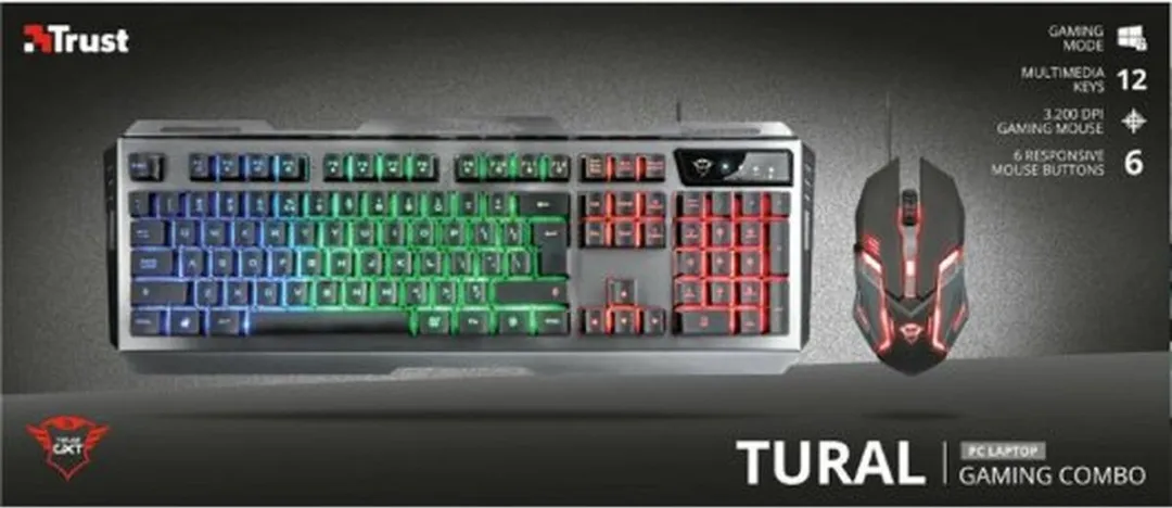 Trust GXT 845 Tural Toetsenbord & Muis - Spaans QWERTY - Zwart