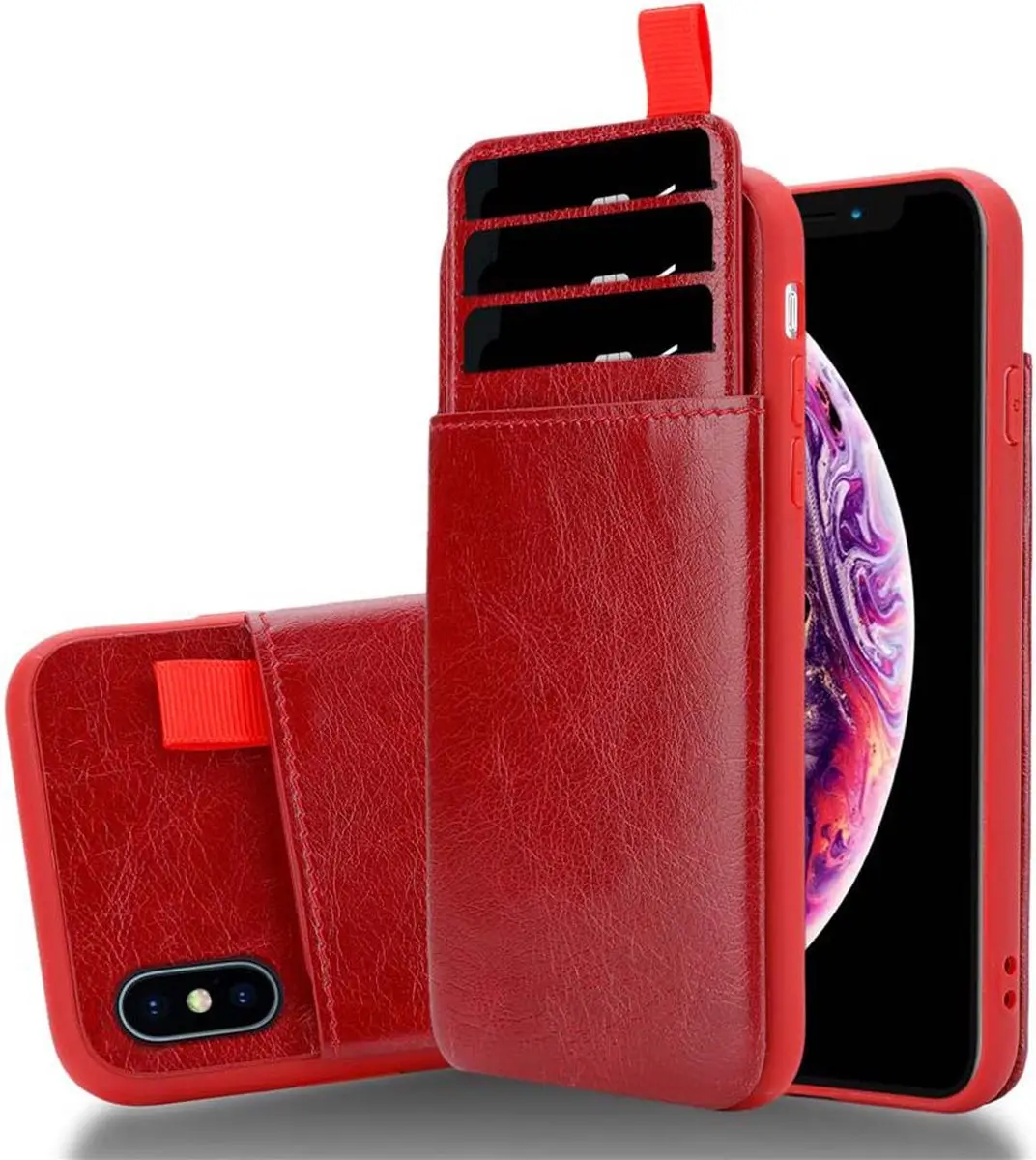 Cadorabo Hoesje geschikt voor Apple iPhone X / XS in WILDE KERSEN ROOD
