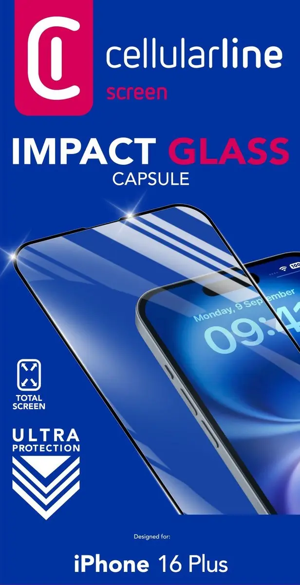Cellularline Capsule Slagglas Screenprotector iPhone 16 Plus - afbeelding 3 van 3