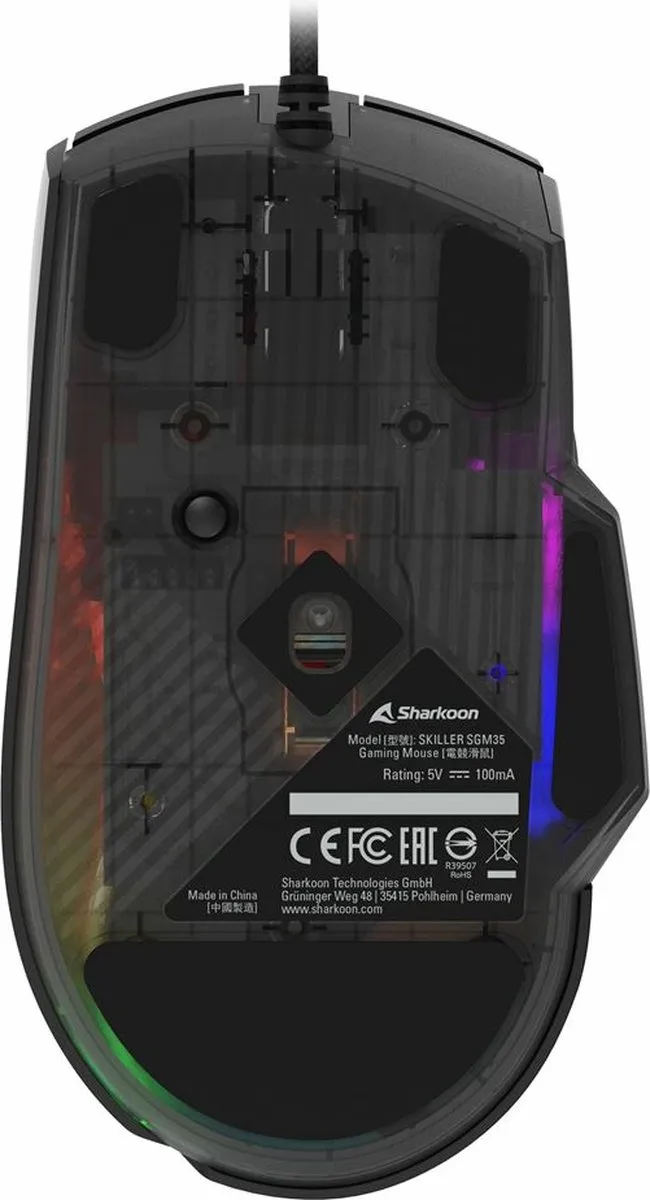 Sharkoon SGM35 Muis - 6400 DPI - Rechtshandig - Wit