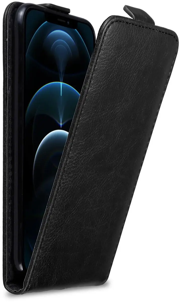 Cadorabo Hoesje geschikt voor Apple iPhone 12 PRO MAX in ZWARTE NACHT - Beschermhoes in flip design Case Cover met magnetische sluiting