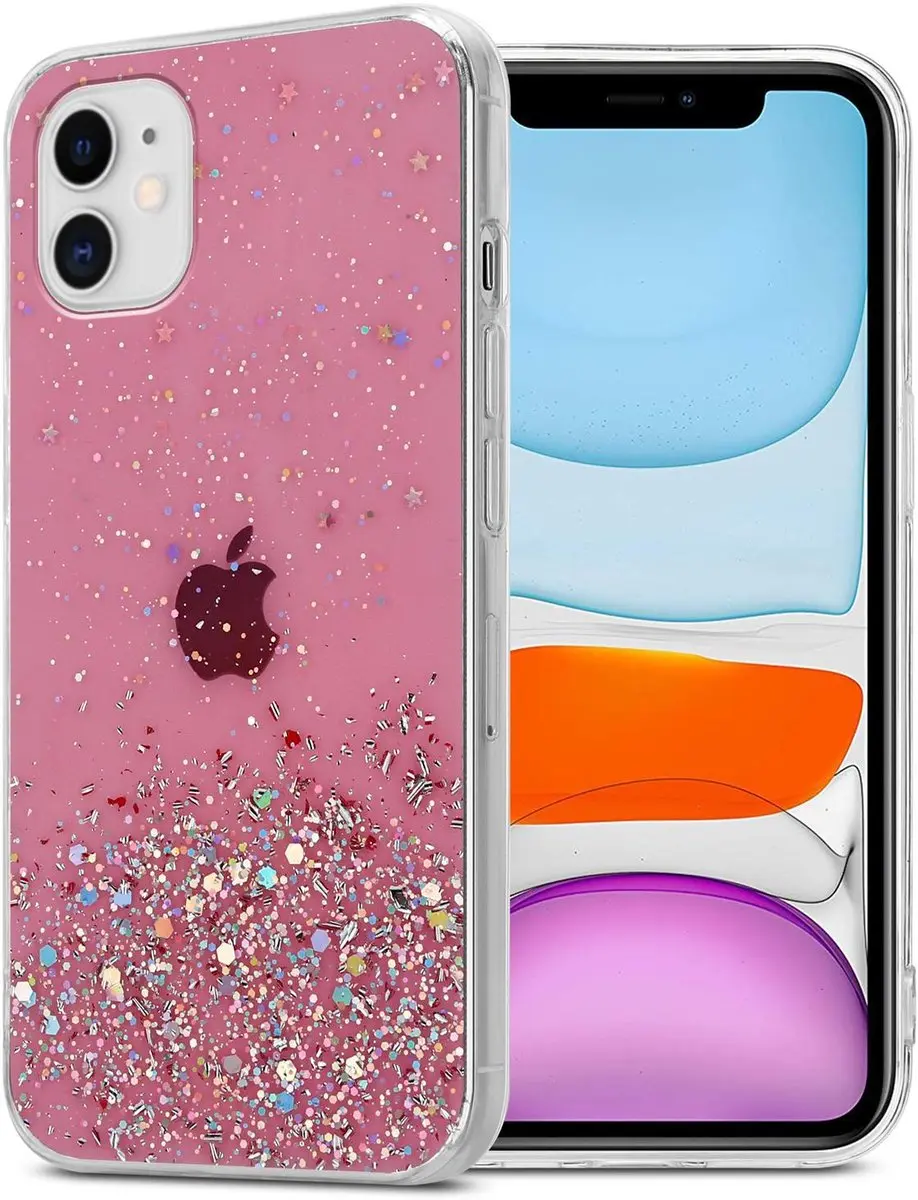Cadorabo Hoesje geschikt voor Apple iPhone 11 PRO MAX in Roze met Glitter