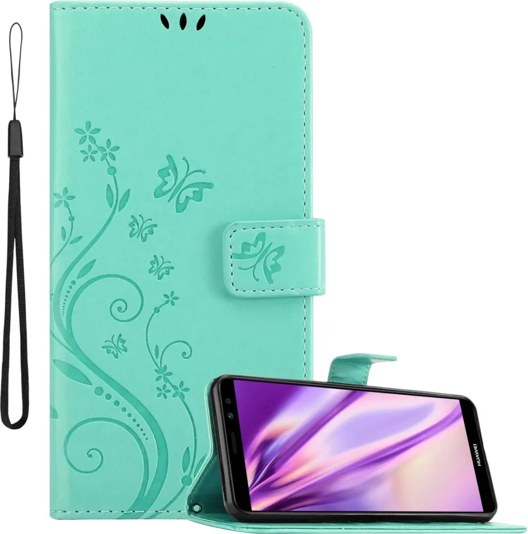 Cadorabo Hoesje geschikt voor Huawei MATE 10 LITE in BLOEMEN TURKOOIS