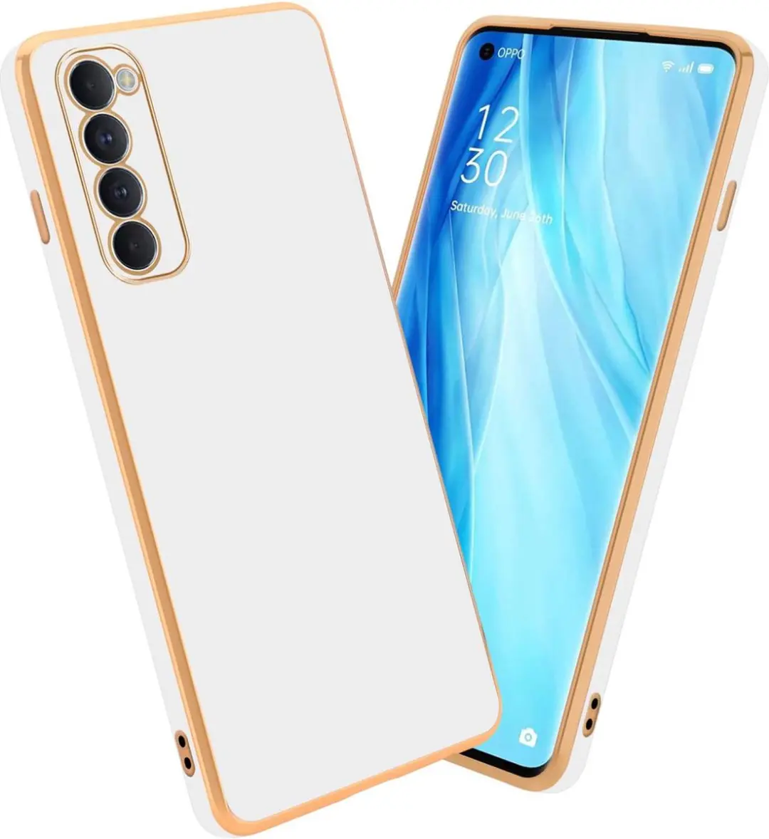 Cadorabo Hoesje geschikt voor Oppo Reno4 PRO in Glossy Wit