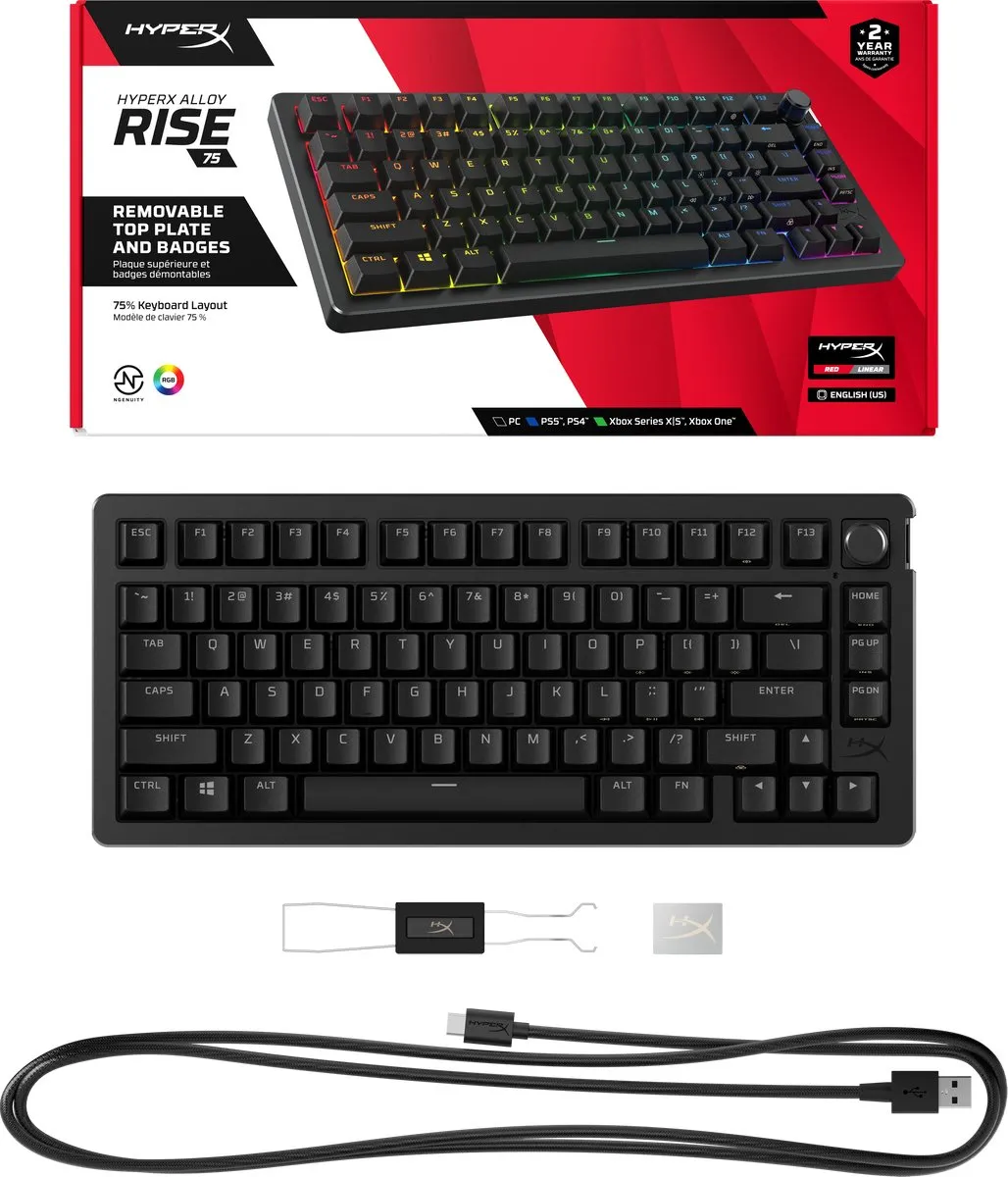 HyperX Alloy Rise 75 Draadloos Gaming Toetsenbord 91Y91AA/ABA - Zwart