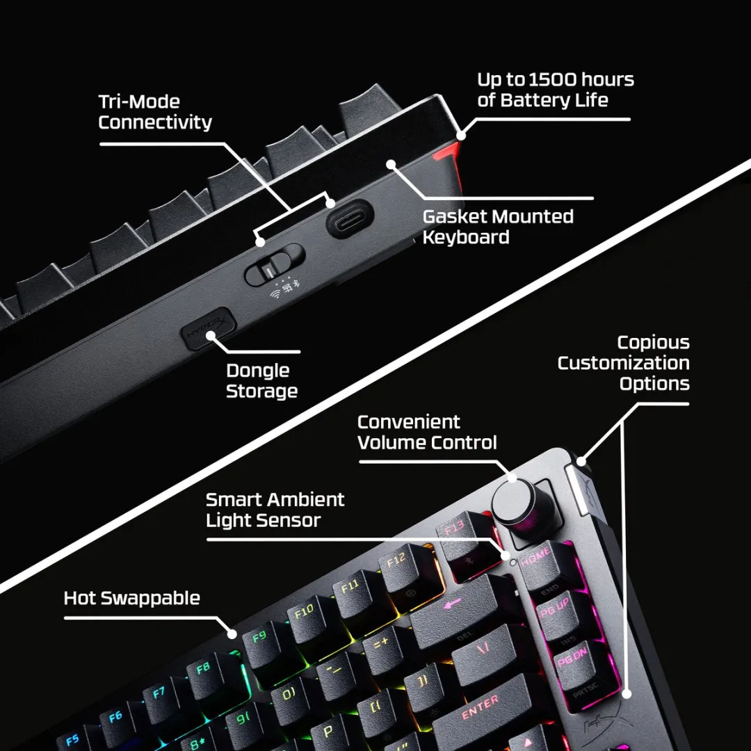 HyperX Alloy Rise 75 Draadloos Gaming Toetsenbord 91Y91AA/ABA - Zwart - afbeelding 6 van 6