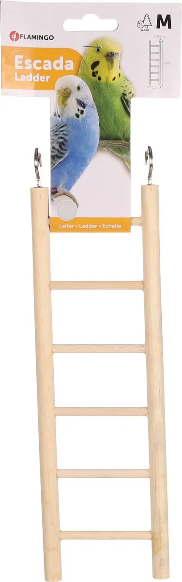 Flamingo Vogelspeelgoed Houten Ladder - Bruin - 7 x 1 x 25 cm