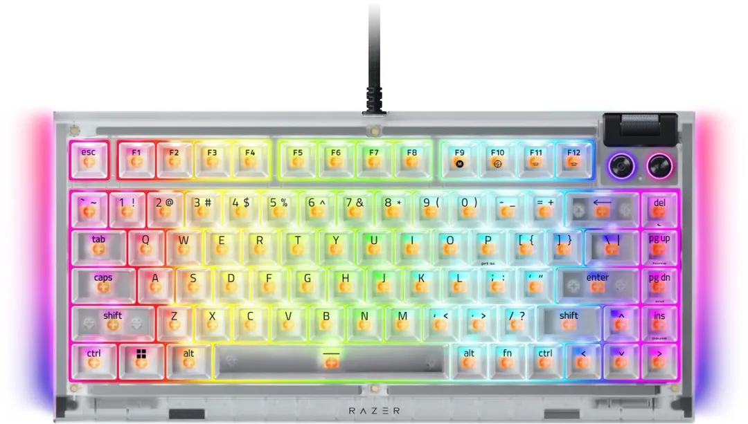 Razer BlackWidow V4 75% RZ03-05003500-R3M1 Gaming Toetsenbord - Mechanische Orange Switch - Phantom Wit