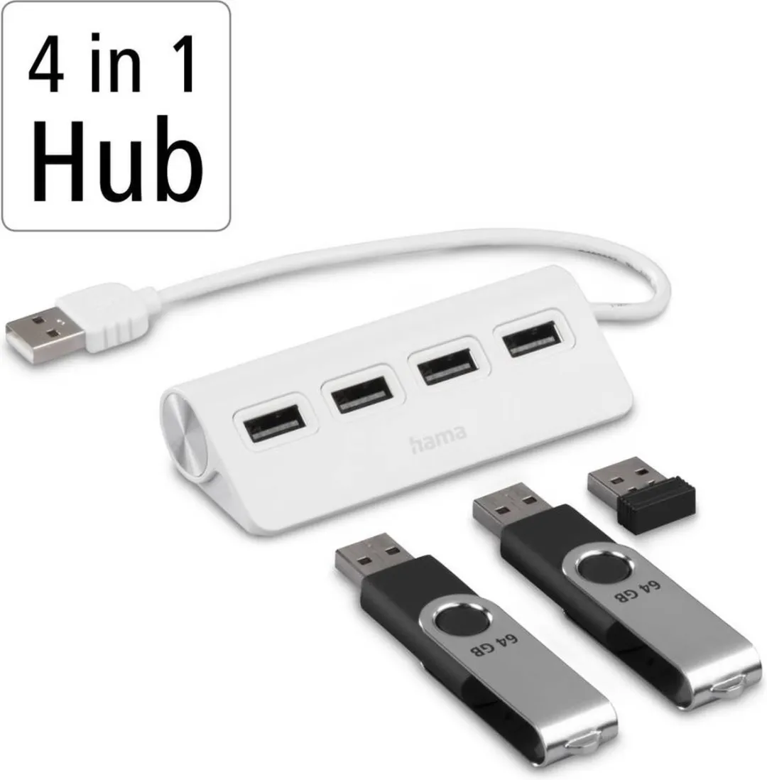 Hama USB Hub 00200120 - 1 Poort - Wit
