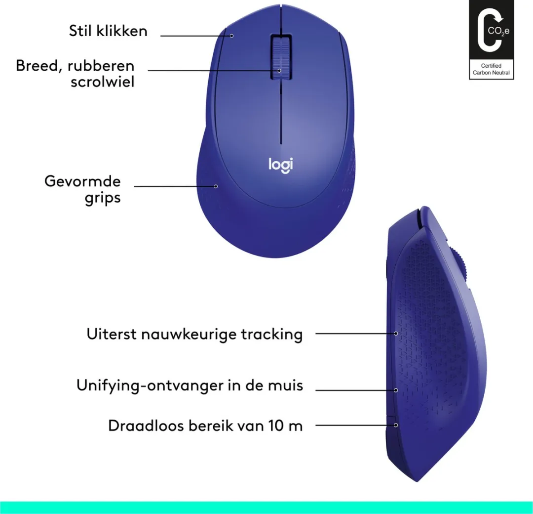 Logitech M330 Silent Plus Draadloze Muis - Blauw - afbeelding 6 van 6