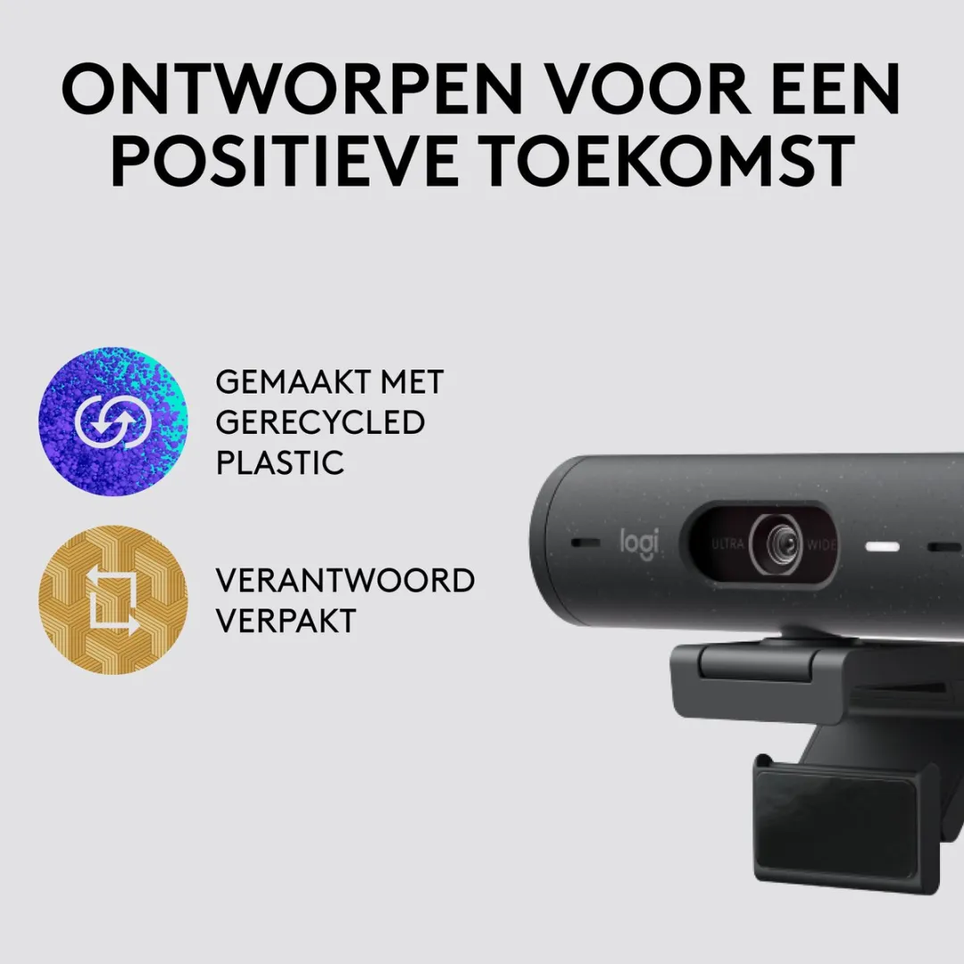 Logitech Brio 500 Webcam - Full HD - 1080p/30fps - Donkergrijs