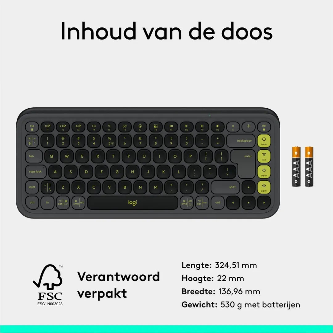 Logitech POP Icon Keys Draadloos Toetsenbord - Graphite Green - afbeelding 6 van 6