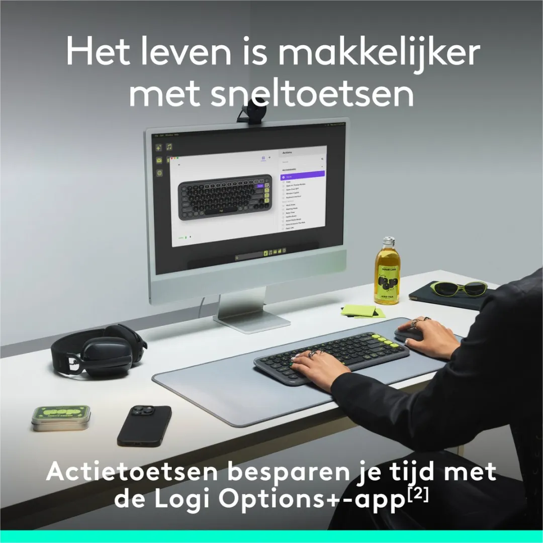 Logitech POP Icon Keys Draadloos Toetsenbord - Graphite Green