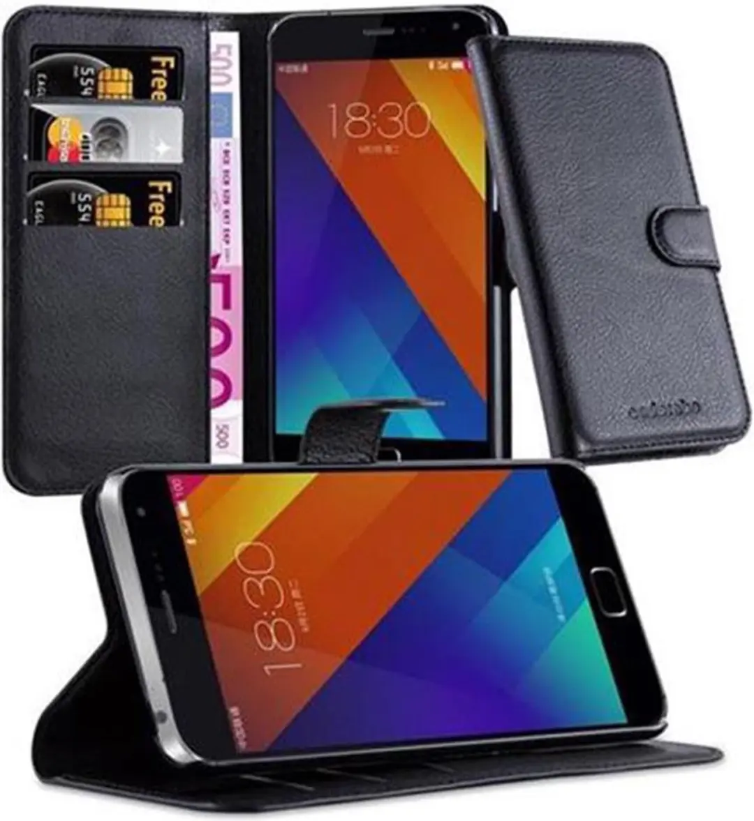 Cadorabo Hoesje geschikt voor MEIZU MX5 in PHANTOM ZWART