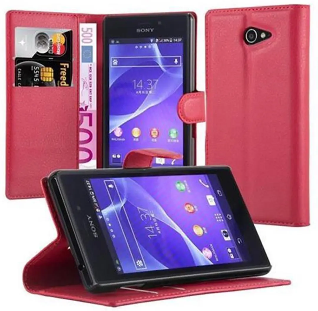 Cadorabo Hoesje geschikt voor Sony Xperia M2 / M2 AQUA in KARMIJN ROOD
