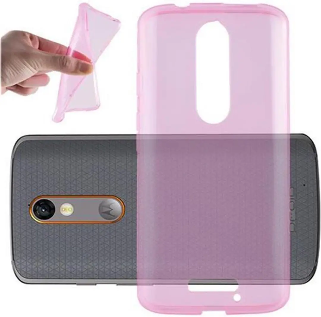 Cadorabo Hoesje geschikt voor Motorola MOTO X FORCE in TRANSPARANT ROZE