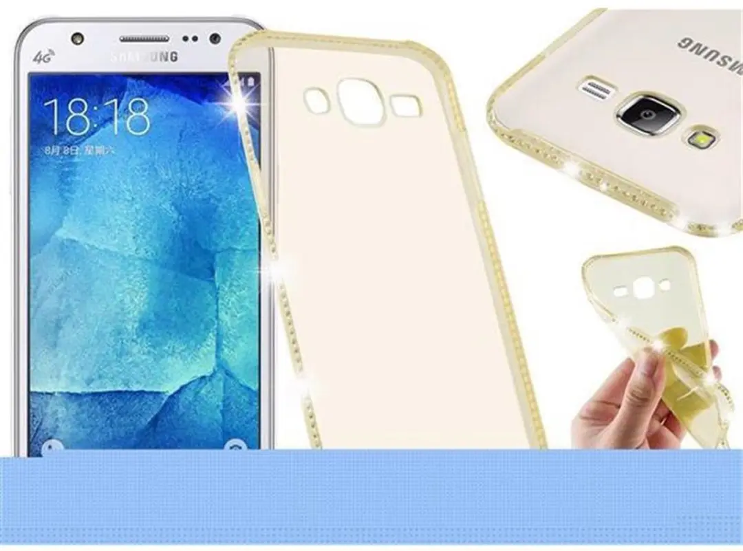 Cadorabo Hoesje geschikt voor Samsung Galaxy J5 2015 in TRANSPARANT GOUD