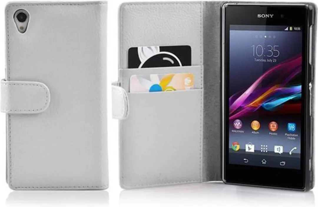 Cadorabo Hoesje geschikt voor Sony Xperia Z1 in MAGNESIUM WIT
