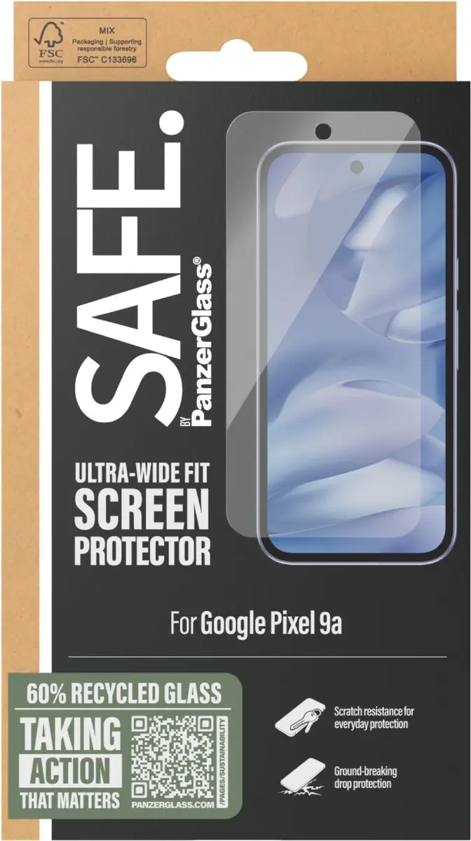 PanzerGlass SAFE Ultra-Wide Fit Screenprotector Pixel 9a - afbeelding 2 van 4