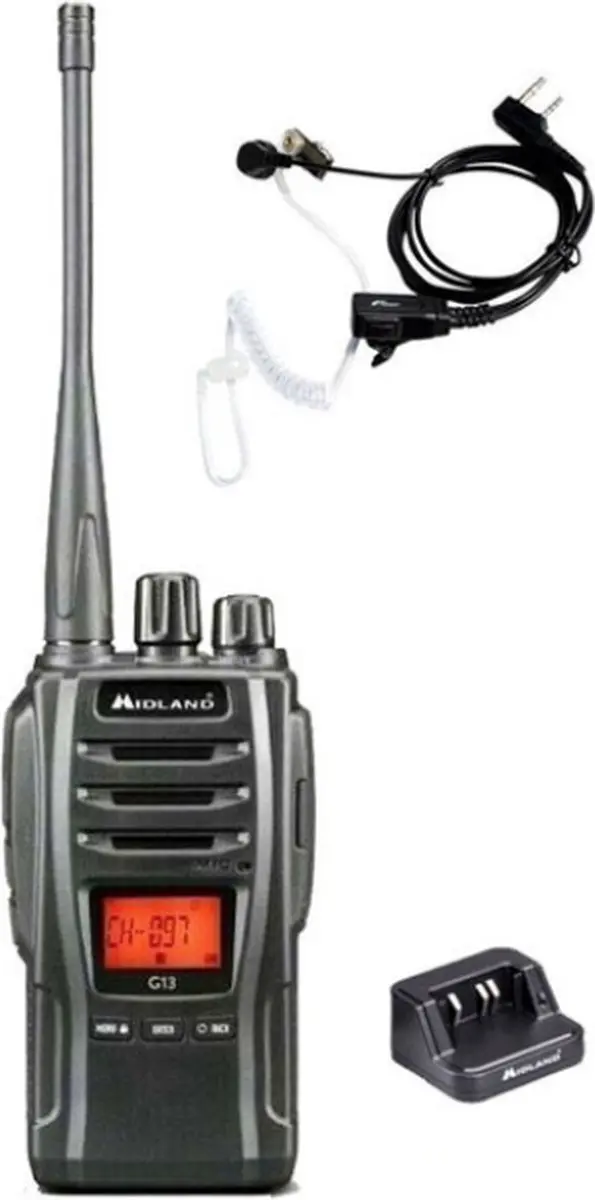 Midland G13 PRO UHF PMR446 / LPD69 robuuste professionele Portofoon met beveilig