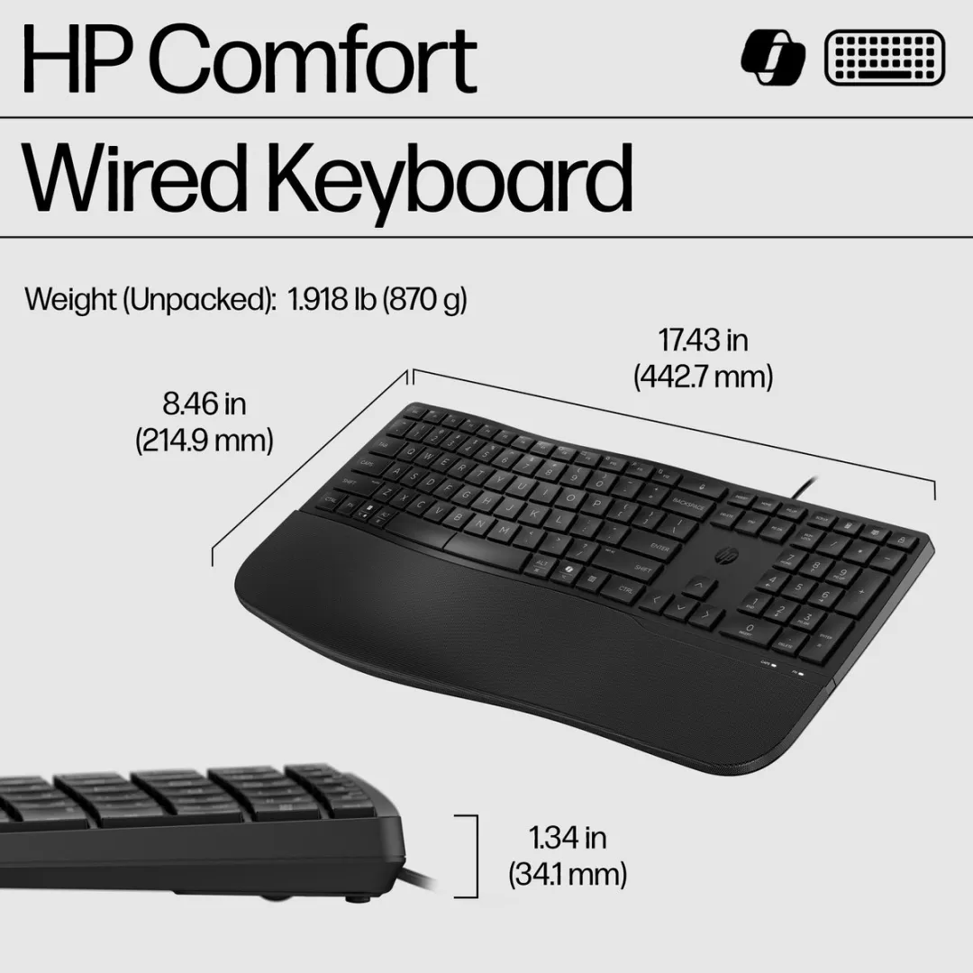 HP 485 CFT WD KBD Toetsenbord - USB - Zwart