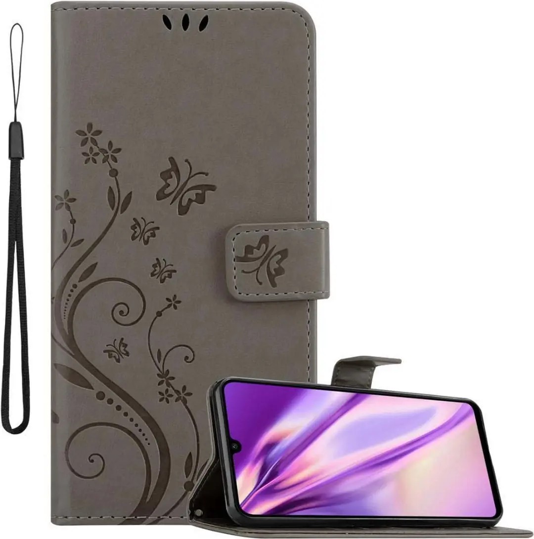 Cadorabo Hoesje geschikt voor Huawei P30 LITE in BLOEMEN GRIJS